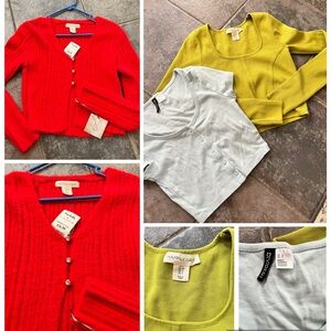 Women’s size S-cropped shirts and sweater bundle.